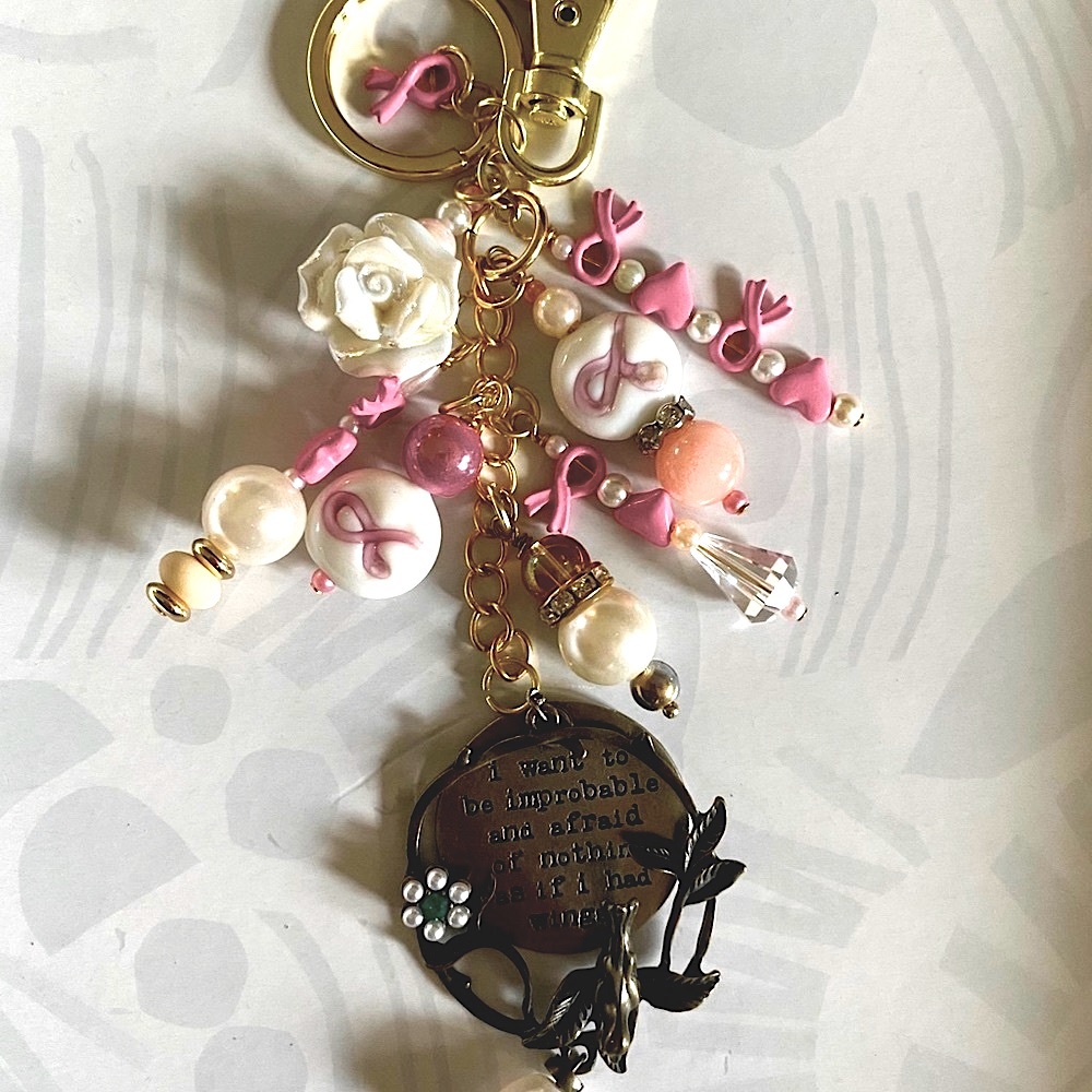 Keychain Planner Charm Breast cancer awareness Tim Holtz charm